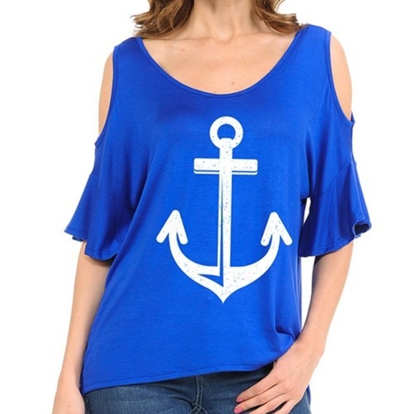 Tops - Women’s Anchor Cold Shoulder Top Blouse